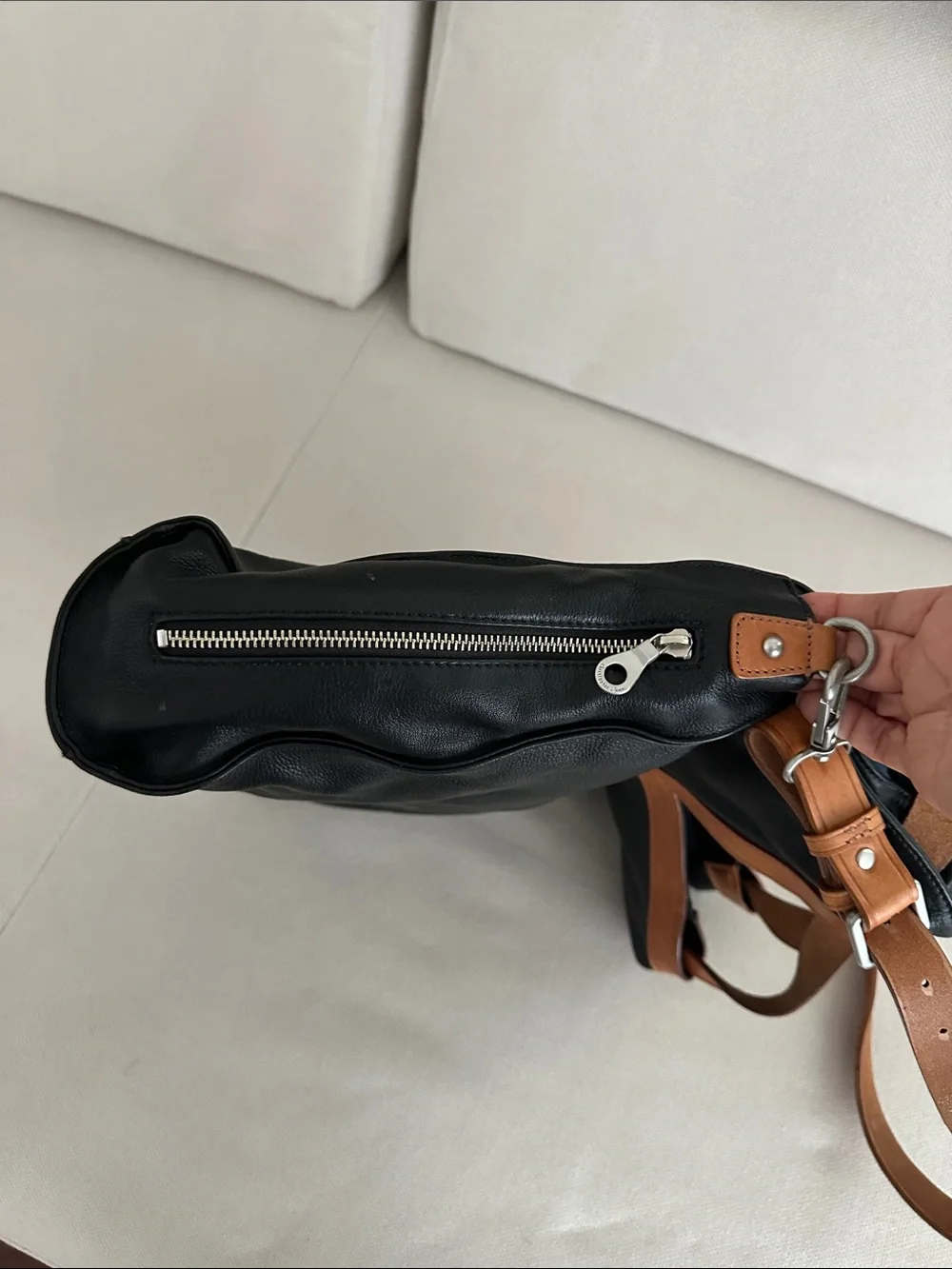 CHRISTOPHER KON BLACK AND CAMEL LEATHER CROSSBODY BAG